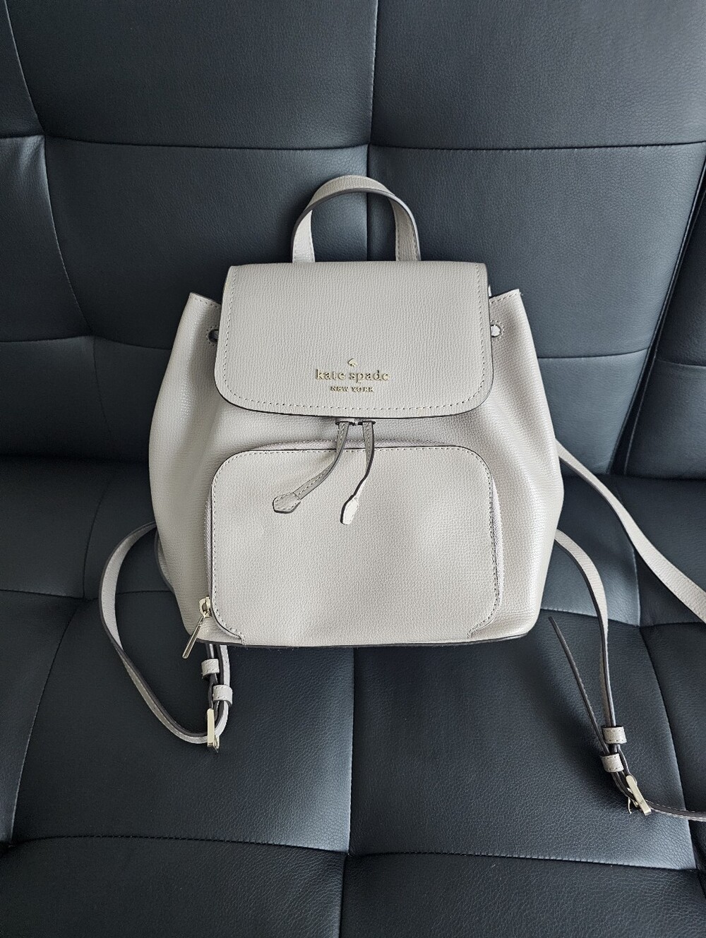 Authentic Kate spade Light Grey Pebbled Leather Backpack